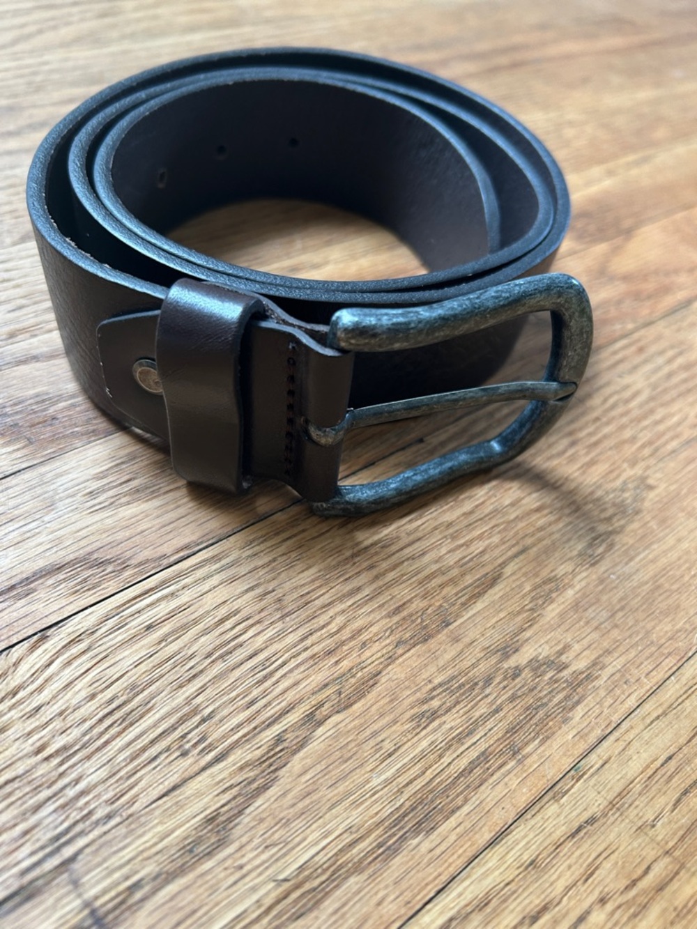 Men's Bronzino Brown Leather Casual Belt with Antique-Style Buckle